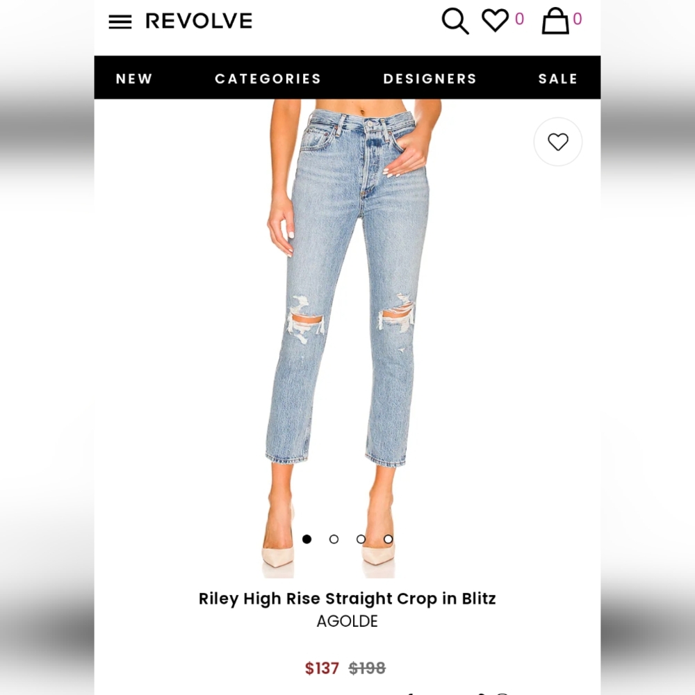 AGOLDE Riley High Rise Straight Crop size  26 euc
